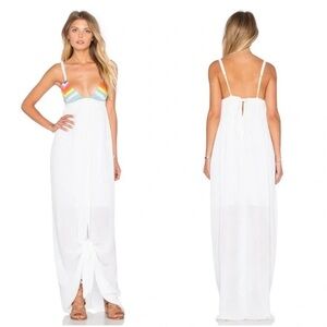 Mara Hoffman prismatic rainbow crochet tie boho maxi dress Beach swim cover up